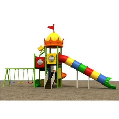 MYTS Kids playful long tube slide , game and three swing playset 